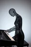 Placeholder: The whole body of Maniquí de glassy Artist mader playing piano and synthesizer