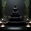 Placeholder: podium for meditation in black marble stone. direct view , black , around, Smoke in the Galaxy