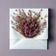 Placeholder: aesthetic layout of small dried flower in the open white vinyl envelope, vintage, tender, mild colours, oil on canvas