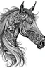 Placeholder: realistic horse head tattoo idea, line art, background, vector, svg, black outline on white background, leave plenty of white space beetween lines for coloring, tattoo style, tattoo idea,full body, minimalist