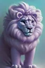 Placeholder: Ultra-fluffy magical blue and purple pastel lion creature; mystical