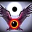 Placeholder: wings, freaky crazy evil eye with wings, laughing, flying, satan wings