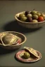 Placeholder: Ravioli by renaissance style still life oil painting, dish, natural tomato, albahaca, olives, olive oil, moisture, art, natural, ornaments, chef, high kitchen, smooth, gradient color background, unreal engine 5, ray tracing, RTX, lumen lighting, ultra detail, volumetric lighting, 3d.