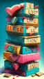 Placeholder: Stacked boxes stuffed with overflowing love letters, realistic, professional, art, detailed, vibrant colors.