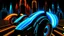 Placeholder: tron legacy movie, city of lights blue, red and orange, programs, motors