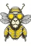 Placeholder: BEE wearing sunglasses, Style: Retro 10s, Mood: Groovy, T-shirt design graphic, vector, contour, white background.