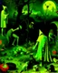 Placeholder: some mysterious figures, odd background, cinematic, Hieronymus Bosch, Max Ernst, vegetal life, rotten, ambient light, cry, ritual, animals