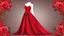 Placeholder: Fashion Body Figure Template , vector illustration,Wear a red dress made of roses