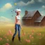 Placeholder:  country side, Bitcoin Girl named Bella poarch standing