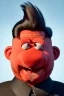 Placeholder: Waist up muppet Portrait, Kim Jong-un muppet doll, black suit, photo studio, red background, unreal engine 5, concept art, art station, god lights, ray tracing, RTX, lumen lighting, ultra detail, volumetric lighting, 3d.