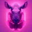 Placeholder: A beautiful portrait of a cyborg rhino pink neon color scheme, high key lighting, volumetric light high details psychedelic background