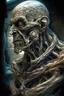 Placeholder: sculpture of a old man , decayed and rotting with grotesque proportions and imagery. abstract grotesqueries, detailed texture, surreal horror, biomechanical design, by hr giger and beksinski