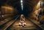 Placeholder: in a tunnel little girl is holding a teddy bear next to train tracks Fiona Staples