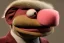 Placeholder: Furious muppet trump in suit, no tongue, looking forward, face, smaller, round puffball nose, eyebrows,