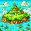 Placeholder: trippy cartoon island