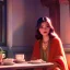 Placeholder: 8k 4d photo realistic Highly detailed portrait of stunningly beautiful woman, sitting inside a cozy cafe, Atey Ghailan, by Loish, by Bryan Lee O'Malley, by Cliff Chiang, by Greg Rutkowski, inspired by image comics, potrait illustration,