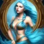 Placeholder: norse goddess of sea, Ran, blue hair, blue dress, ocean