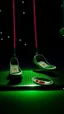 Placeholder: macro of a pair of football socks hanging floating in space, circular constellations shine in the background, forks spoons and knives set with rubies revolve around them, film still, kodak, green and ocher palette