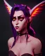 Placeholder: art of a short Succubi women with small black ram horns and deep red hair and green eyes, soft lighting, complimentary pastel gradients, high definition, 3d icon clay render, blender 3d