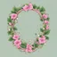 Placeholder: Create an Artwork of a Mirror with ivy branches and pearls necklace, Like a creative Logo for a Varasity Jacket to put a random number uin it, Vector illustration. Colors should be pink and green