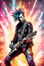 Placeholder: Full body PunkRocker,play guitar electric,with high details, style: photograph coloursfull glowing abstracts