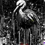 Placeholder: nightmare stork collage art, horror neo surrealism, splash art, concept art, by Derek Gores,, by Zdzislaw Beksinski, artistic, bar code style.