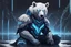 Placeholder: white bear in 8k solo leveling shadow artstyle, blue ice and thunder them, neon effect, blue thunder, full body, apocalypse, intricate details, highly detailed, high details, detailed portrait, masterpiece,ultra detailed, ultra quality