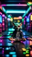 Placeholder: camera angle from feet, portrait of slick lord water wolf Gremlin myth buster pimp ninja yoga cyber punk in flying hipster lawn wrecked car parked in dark neon lit reflective wet arcade hall tunnel,bokeh like f/0.8, tilt-shift lens 8k, high detail, smooth render, down-light, unreal engine, prize winning