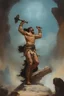 Placeholder: full color - Praise the Lord - oil painting by Frank Frazetta