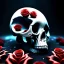 Placeholder: Cracked Skull and red rose, marble texture, dark, fantasy art, shallow depth of field, macro lens, unreal engine 5, hyper detailed,8k, HDR, hyperphotorealistic, bone, set in fire