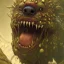 Placeholder: Dog, monster, green, horror, teeth, gore, blood, masterpiece, expert, 8K, hyperrealism, sharp focus, cinematic lighting