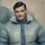 Placeholder: Clark Gable, blue, autochrome, plastic puffy jacket