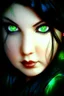 Placeholder: beautiful fantasy cartoon gaming green eyes black endless hair logo