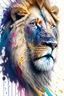 Placeholder: "lion", clean design, art station, splash of colorful paint, contour, ((solid white background)), looking into camera, hyperdetailed intricately detailed, unreal engine, fantastical, cinema lighting, intricate detail, splash screen, complementary colors, fantasy concept art, 8k resolution, DeviantArt masterpiece, watercolor, paint dripping