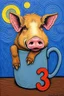 Placeholder: a true van gogh with a giant hog in a mug, and the number 3 for trinity