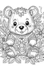 Placeholder: Outline art for coloring page, WHIMSICAL HAPPY TEDDY BEAR, coloring page, white background, Sketch style, only use outline, clean line art, white background, no shadows, no shading, no color, clear