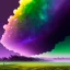 Placeholder: a beautiful clear sky violently exploding and raining dirty colors of purple, green, and brown that muddy the sky, surreal, dreamlike