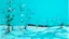 Placeholder: A cyan snowfield with falling snowflakes painted by Andy Warhol