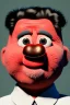 Placeholder: Waist up muppet Portrait, Kim Jong-un muppet doll, black suit, photo studio, red background, unreal engine 5, concept art, art station, god lights, ray tracing, RTX, lumen lighting, ultra detail, volumetric lighting, 3d.