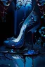 Placeholder: dark fantasy, intricate cover, a whimsical fairytale, high-heeled shoe made of blue glass with a pool of blood underneath