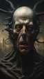 Placeholder: Bosch nightmares paining style Title:the giant lized, 8k artistic photography, photorealistic concept art, soft natural volumetric cinematic perfect light, chiaroscuro, award-winning photograph, masterpiece, oil on canvas, Raphael, Caravaggio’s, Greg Rutkowski, people, beksinski, Giger