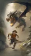 Placeholder: hobbit running away from a dragon