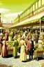 Placeholder: 1890s city market people socialicing in the sun digital art