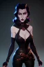 Placeholder: Rita Hayworth as evil queen in black leather, leather, busty, cleavage, angry, stern look. character design by cory loftis, fenghua zhong, ryohei hase, ismail inceoglu and ruan jia. unreal engine 5, artistic lighting, highly detailed, photorealistic, fantasy