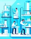 Placeholder: Vaccine research, scientists conducting experiments in laboratory. Vector illustration in flat style