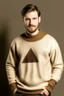 Placeholder: Man's large beige jumper with brown triangles and neck collar