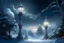 Placeholder: Winter landscape, delicate white velvety clouds, refined and filigree, lanterns, ice sculptures in Gothic style, snow-covered trees, mystical haze, starry black night, hyper realistic, beautiful, lumen, professional photo, beautiful, high resolution, cgi, f/32, 1/300s. highly detailed digital painting