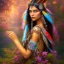 Placeholder: bright native american fairy, beautiful portrait, flowery landscape