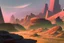 Placeholder: Sunny day, people near the, rocks seeing a distant modern city, sci-fi