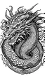 Placeholder: Neotraditional Dragon Carved in Ancient Stone black ink, white background, only black lines and white background, centered on canvas, clean background, tatto style. Looking front, tatto, best image, high quality, full body.